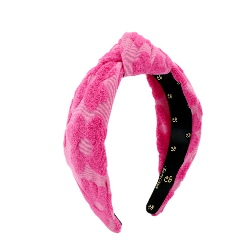 132. The Hot Pink Flower Terry Headband Lowknot